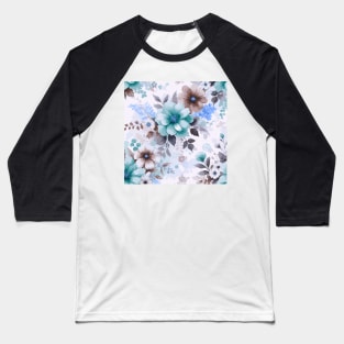 White Sky Blue Spring Flowers Baseball T-Shirt